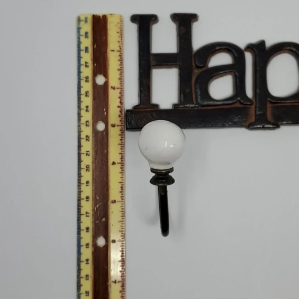 Vintage Cast Iron HAPPINESS Coat Rack